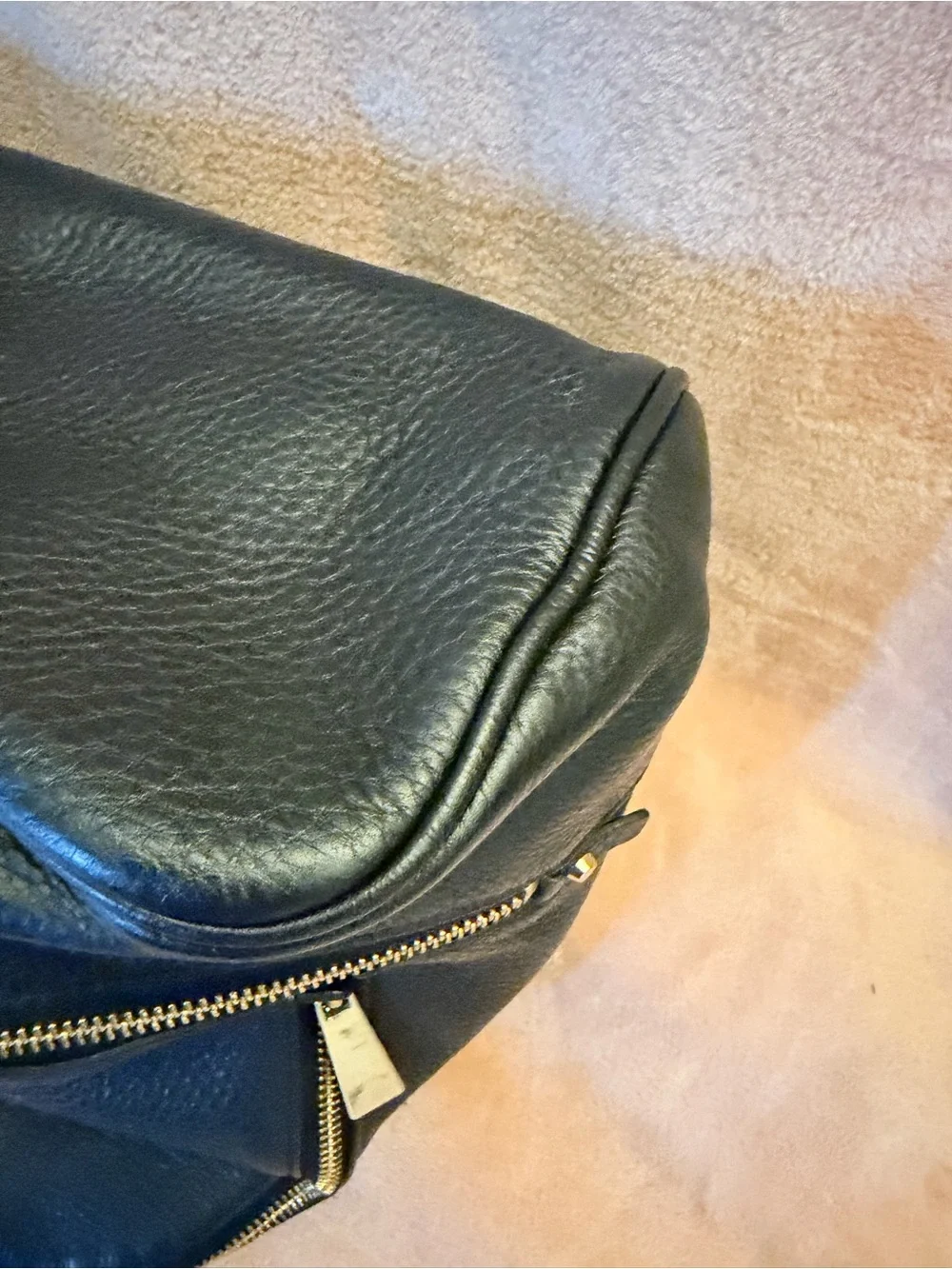 Michael Kors Black Pebbled Leather Small Backpack with Gold Hardware